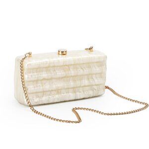 Ivory Pearl Marbled Acrylic Box Clutch